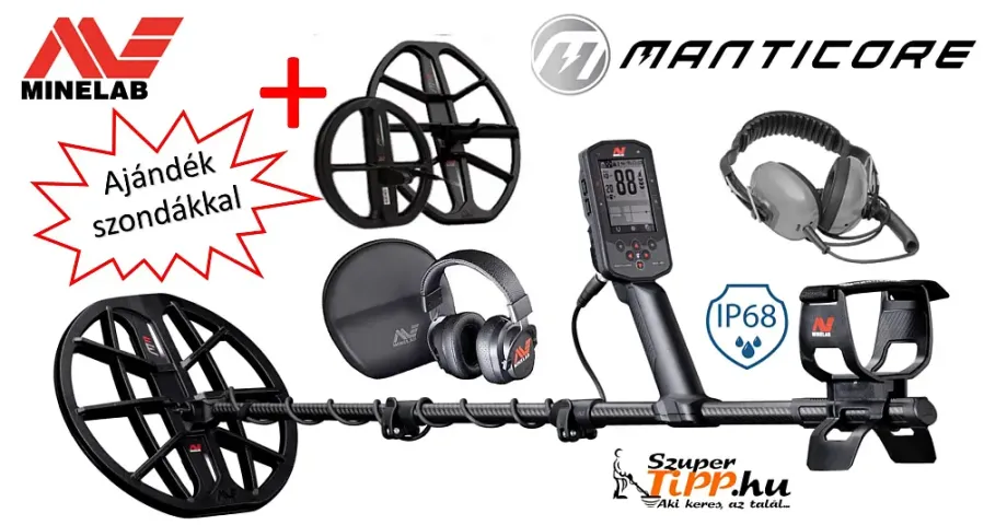 Minelb Manticore fémkereső fémdetektor + 2 db szonda + vízálló fejhallgató